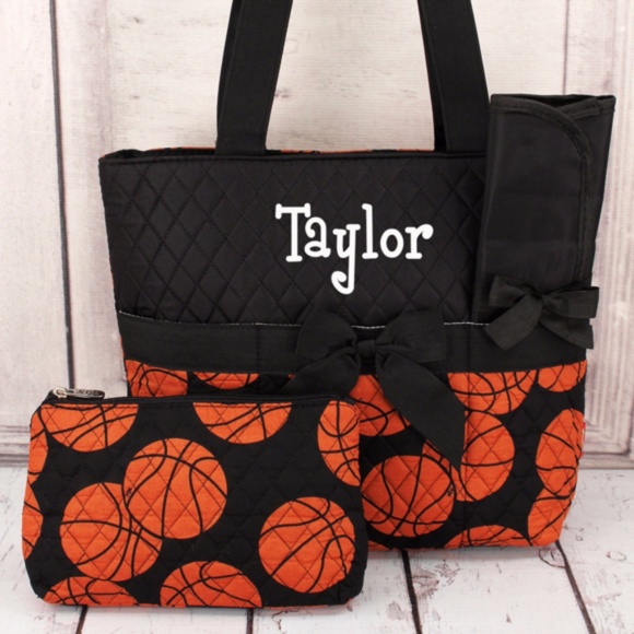 monogrammed quilted diaper bags